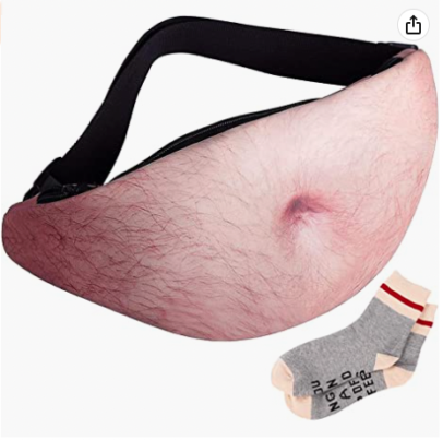 Funny Hairy Beer Belly Fanny Pack - Gag Gift For Men, Dad, White Elephant Parties